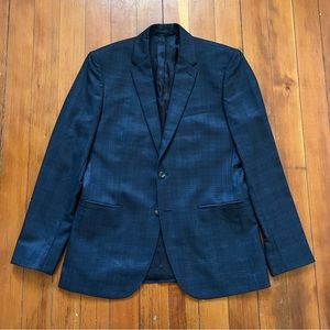 NWOT Reiss Navy Blazer with Check Print 100% Wool